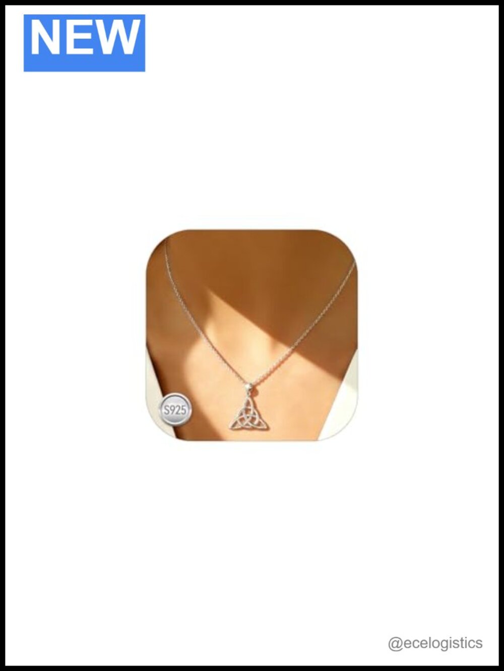 925 Sterling Silver Celtic Knot Pendant Necklace Rolo Chain Dainty Jewelry